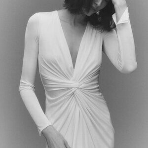 Katie May In A Mood Long-Sleeve V-Neck Slim Maxi Dress